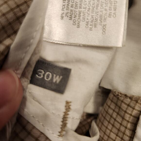 ASHWORTH Tan Brown Check Flat Front Lightweight Summer Casual Golf Shorts Men 32 - Picture 5 of 12